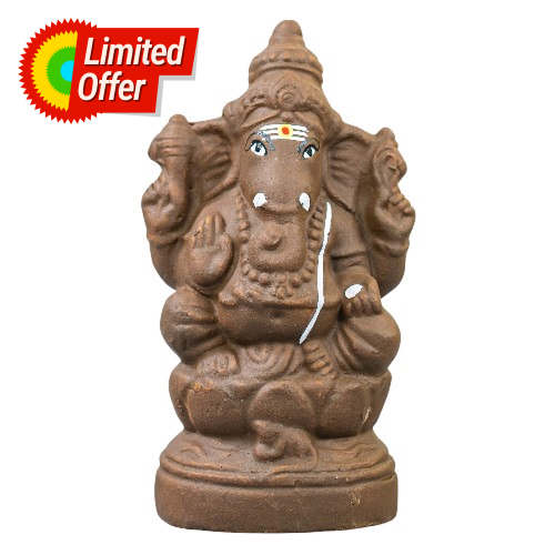 Ganapati Kamalar - Clay -  8 Inch Right Trunk