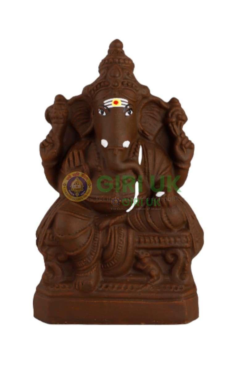 Ganapati Simhasanam - Clay - 9 Inch Right Trunk