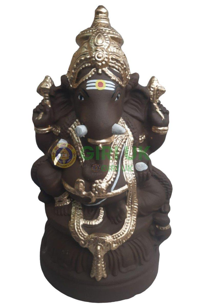 Ganapati Big -Clay-Gold - 15 Inch Right Trunk