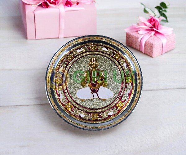 Stainless Steel Pooja Plate - Ramanujar design