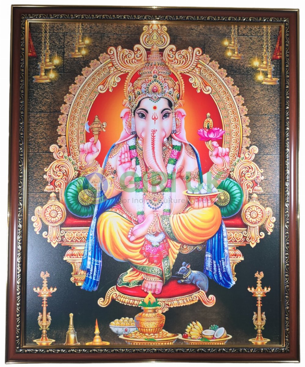 Vinayagar Picture with wooden frame - 18 x 22 inches