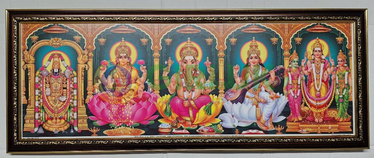 Balaji - Lakshmi - Ganesha - Saraswati - Muruga Photo - 31 x 12 inches