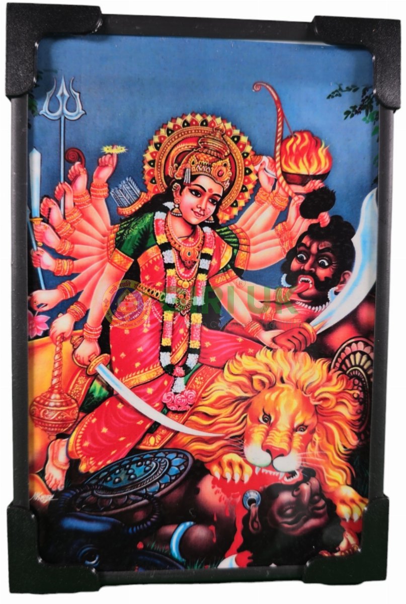 Sri Durga Mahishasura Mardini picture with frame - 6 x 4 inches