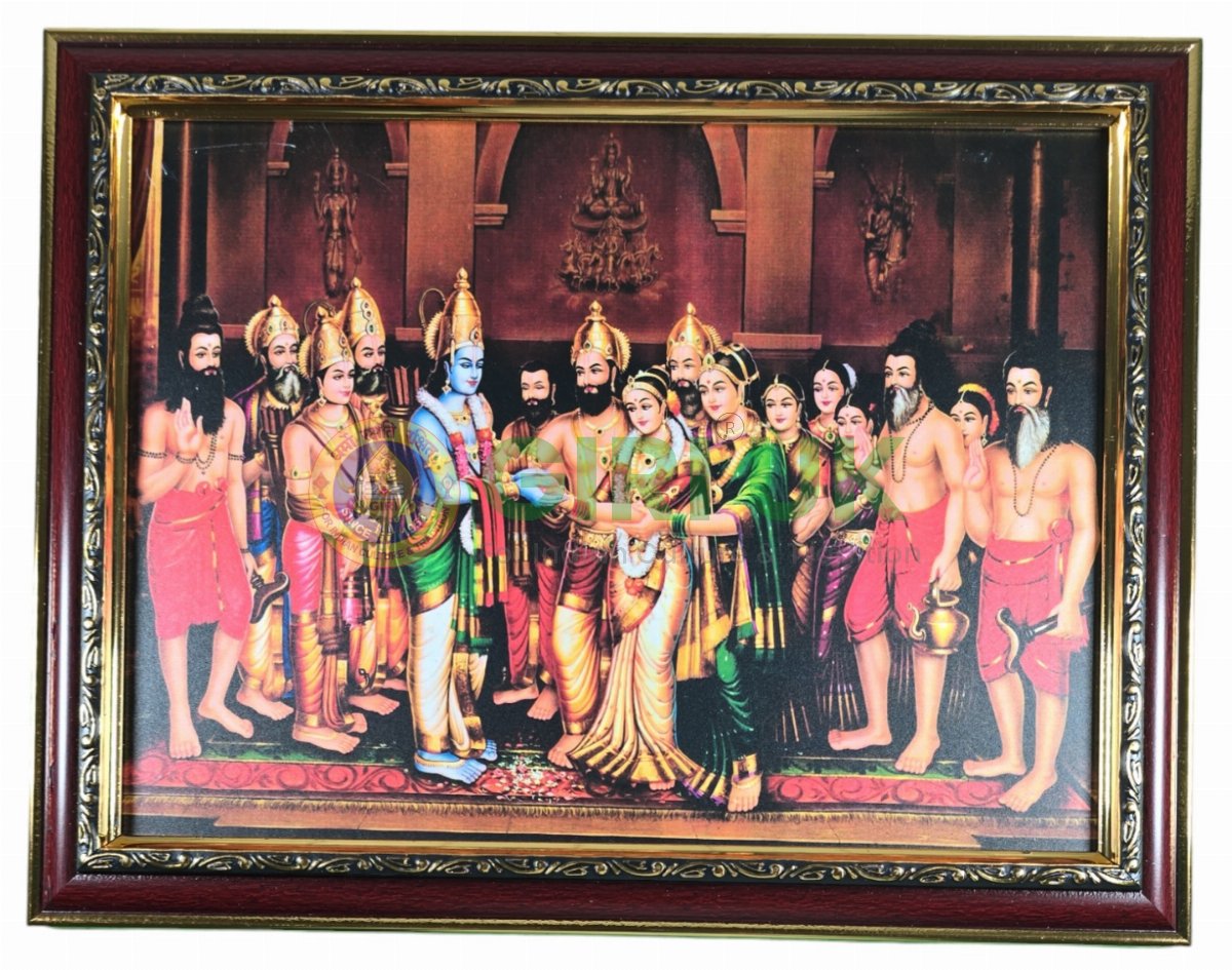 Seetha Rama Kalyanam Picture with wooden frame - 14 x 11 inches