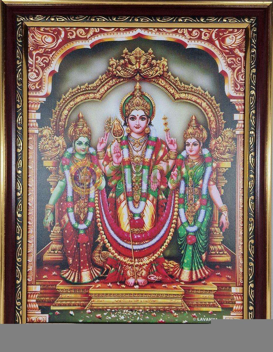 Murugan Valli Devayanai Picture with wooden frame - 14 x 11 inches