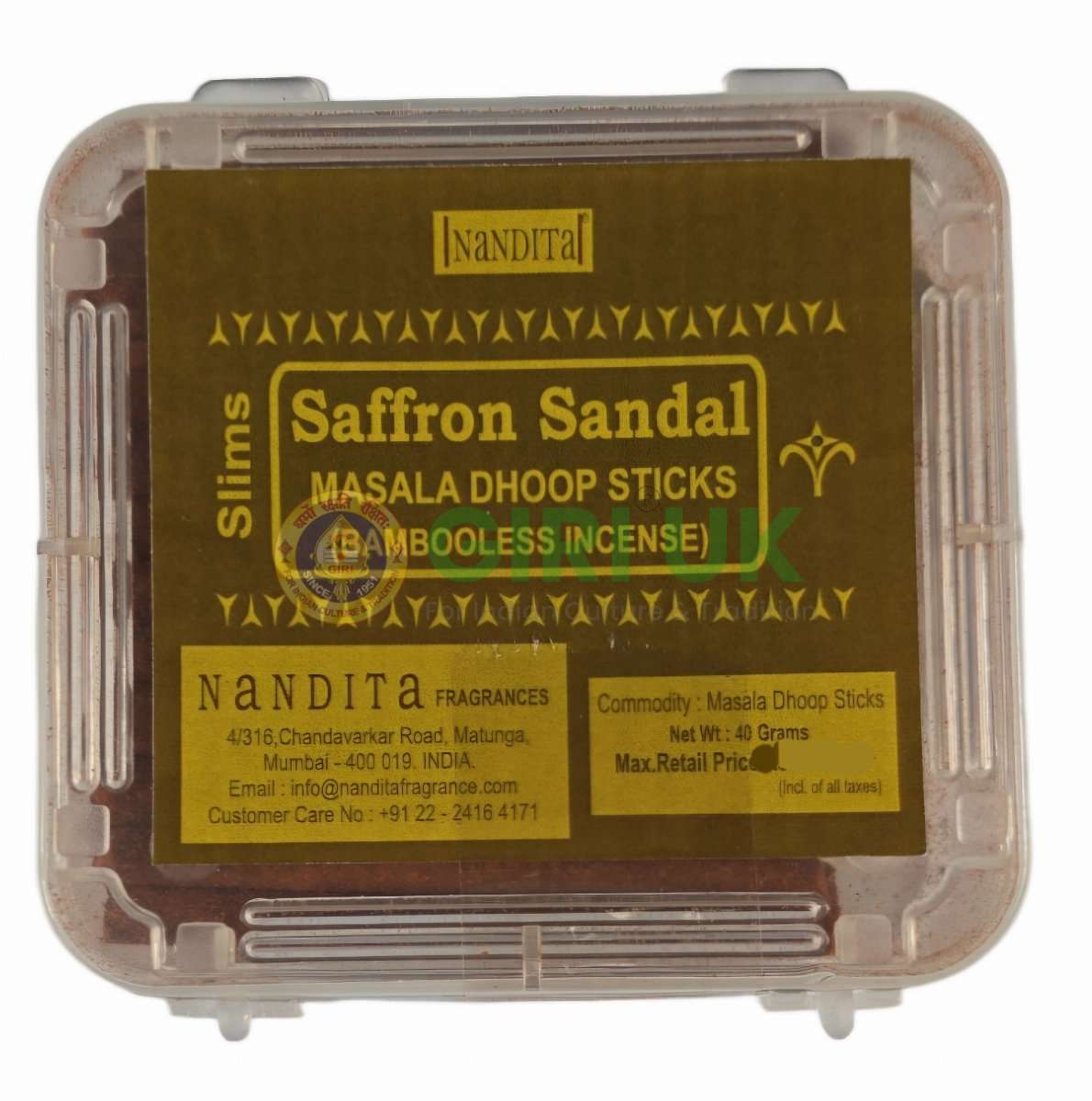 Saffron Sandal Dhoop (Slims) Sticks -40 Gms