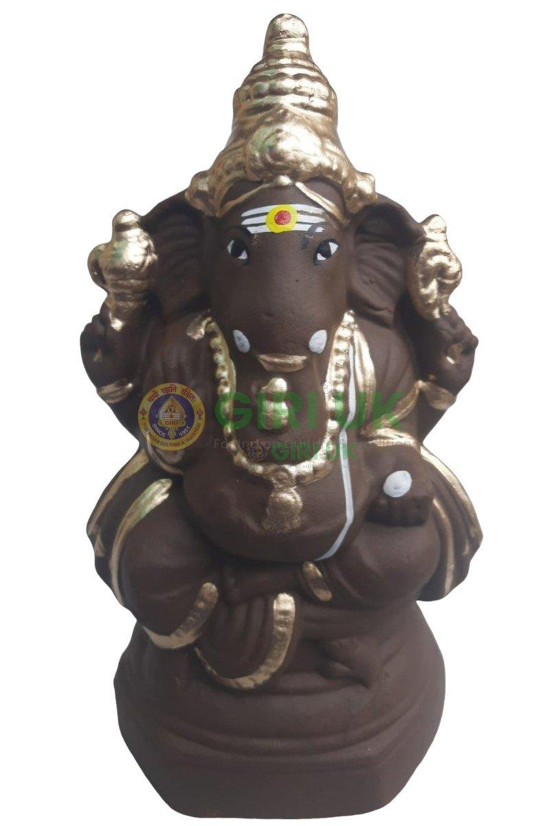 Ganapati New Clay -Gold - 10.5 Inch Right Trunk
