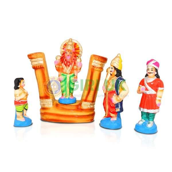 Narashimar Prahladhan Set - 8 Inches - Clay