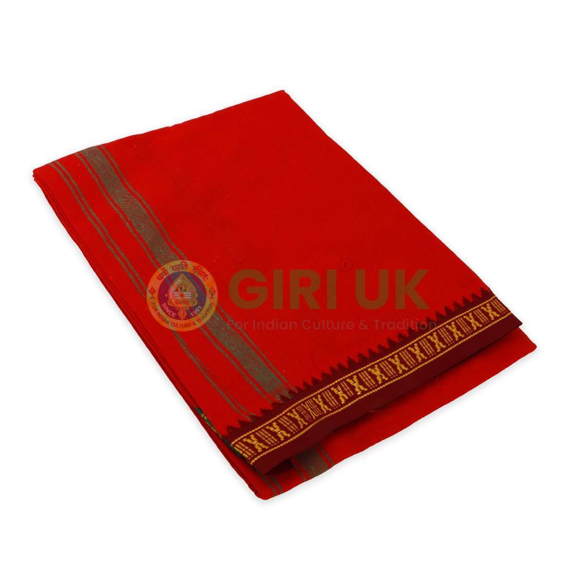 Cotton thalapathi dhoti (veshti) - red, 2m