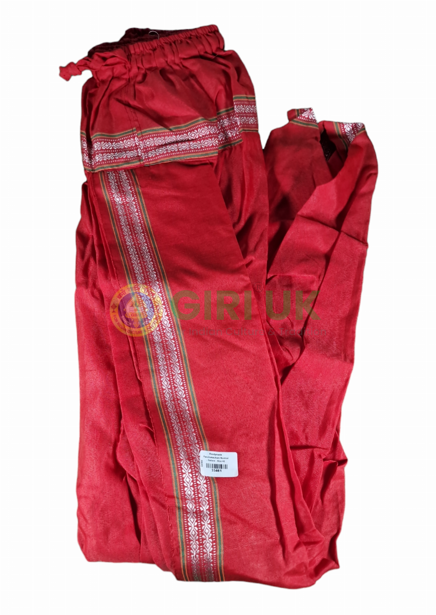 Readymade Cotton Panchakacham - Dark Red