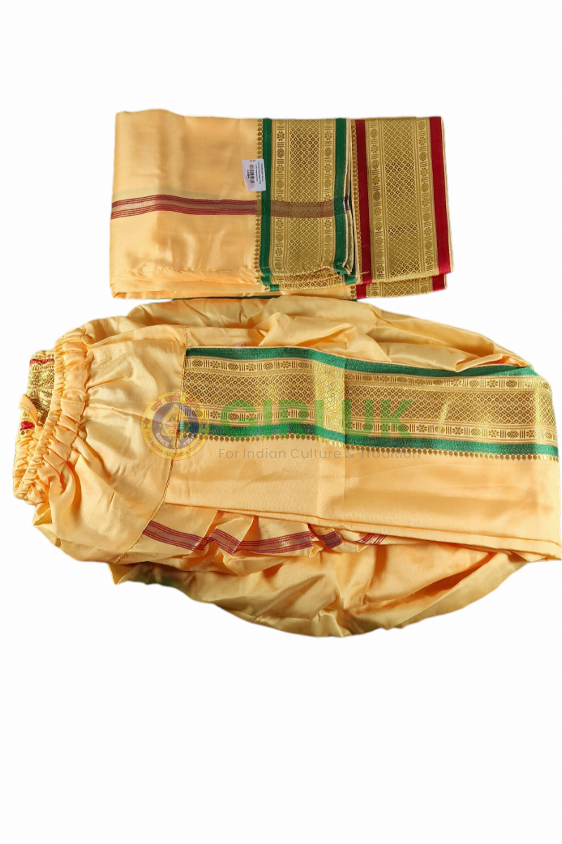 Readymade Silk Panchakacham with Angavastram - Yellow