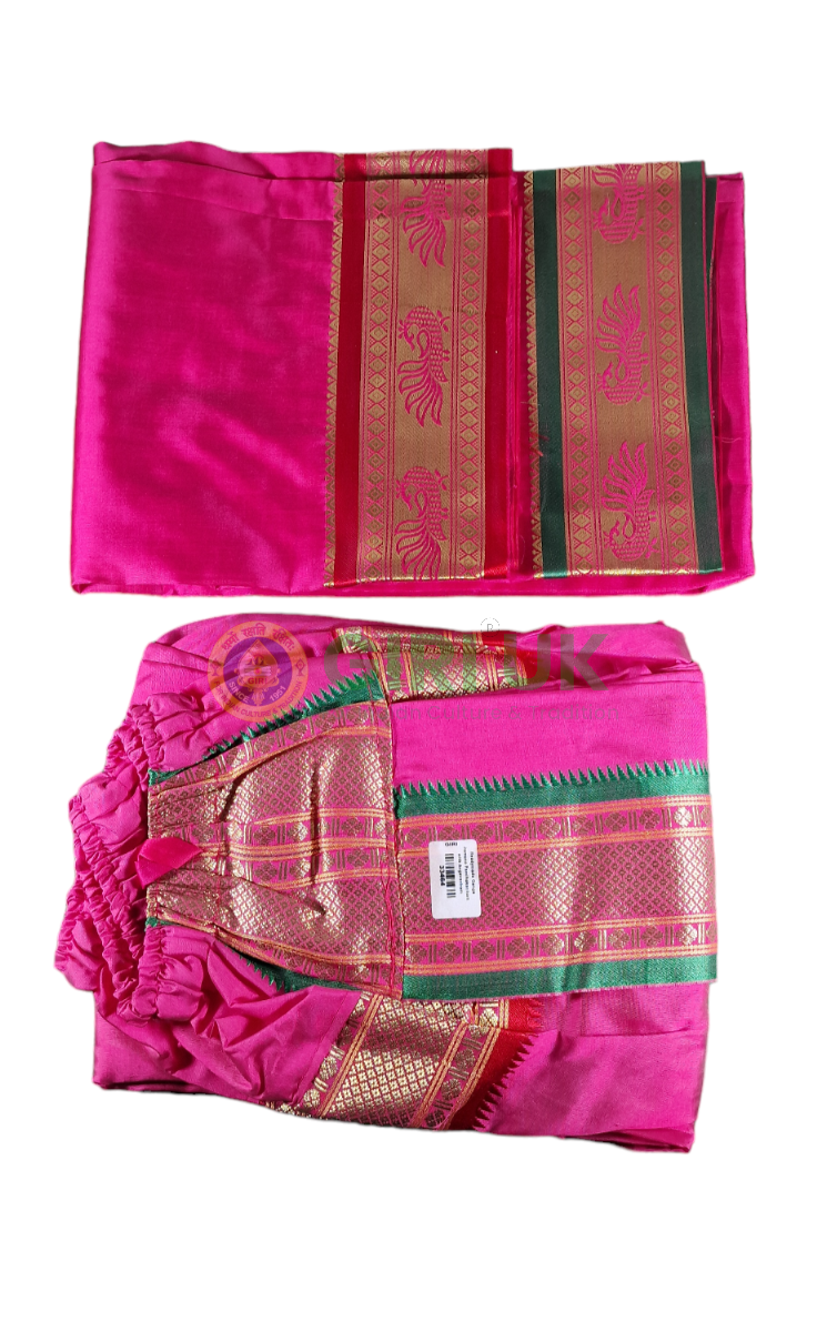 Readymade Silk Panchakacham with Angavastram - Pink