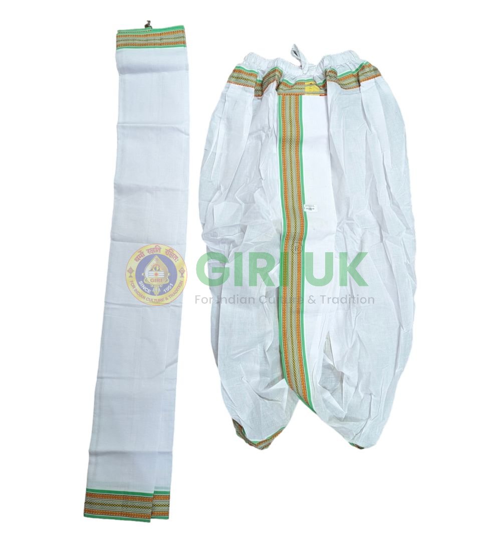 Readymade Panchakacham with Angavastra - White